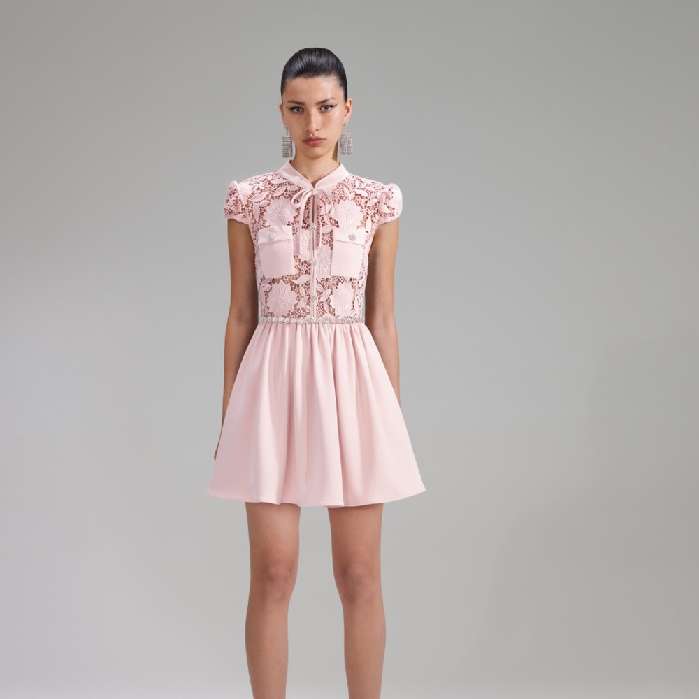 Self portrait pink lace mini dress